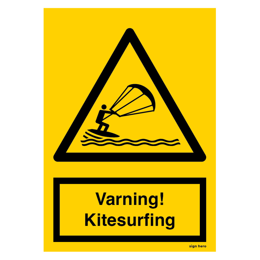 Varning Kitesurfing Skylt Sign Hero