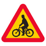 A16 Varning för cyklande och mopedförare skylt