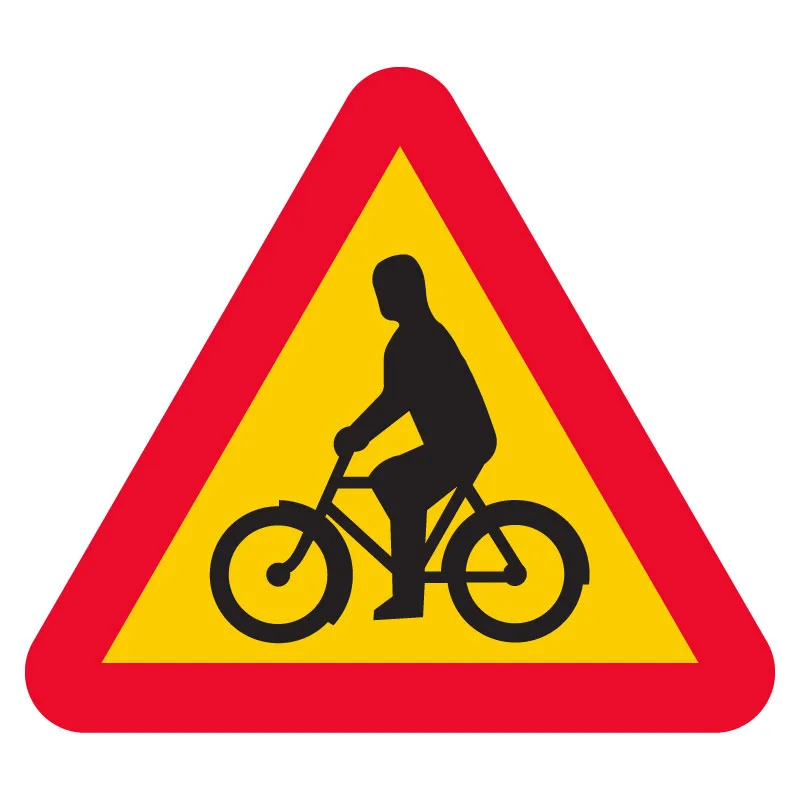 A16 Varning för cyklande och mopedförare skylt