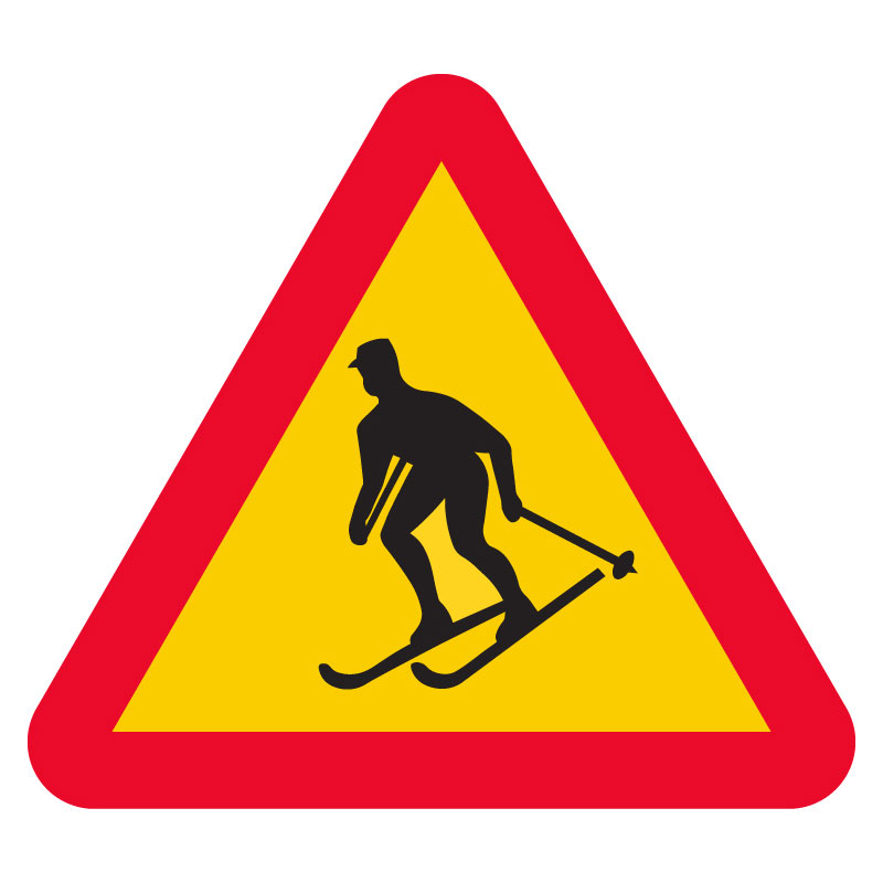 A17 Varning för skidåkare skylt