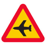 A23 Varning för lågt flygande flygplan skylt