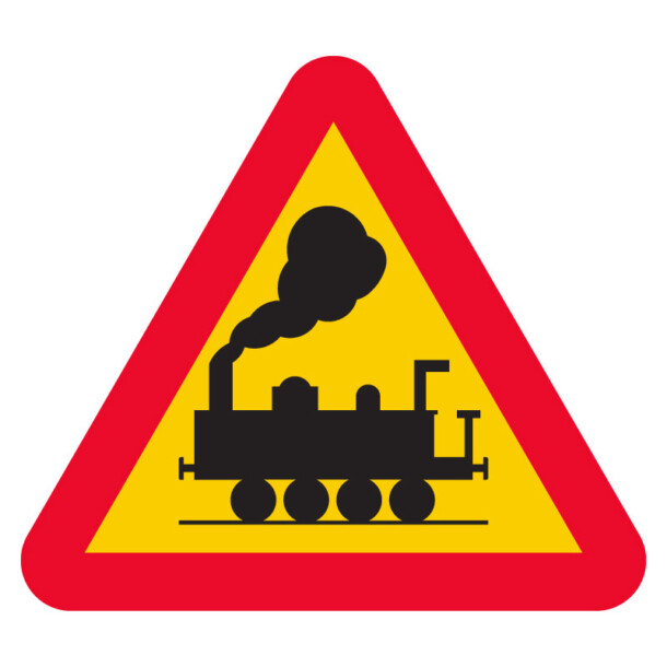 A36 Varning för järnvägskorsning utan bommar skylt