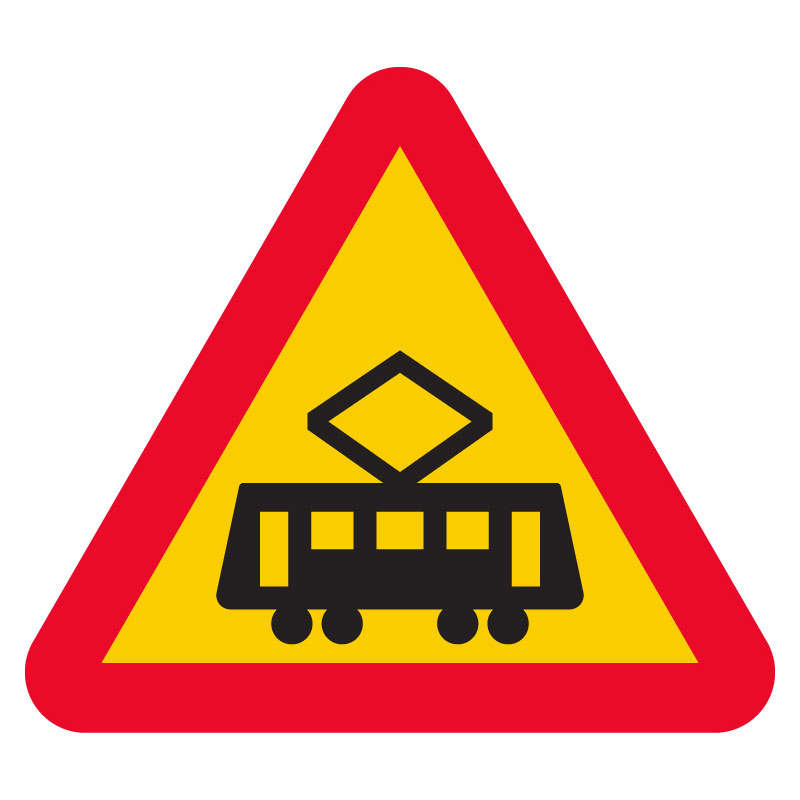 A37 Varning för korsning med spårväg utan bommar skylt