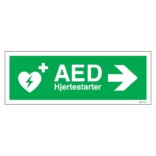 AED hjärtstartare höger skylt