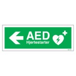 AED hjärtstartare vänster skylt