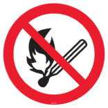Rökning och öppen eld förbjuden skylt