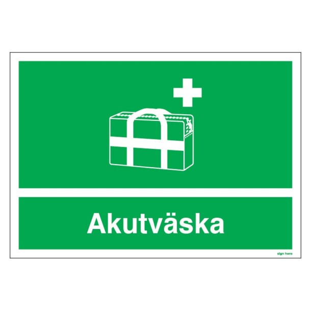 Akutväska skylt