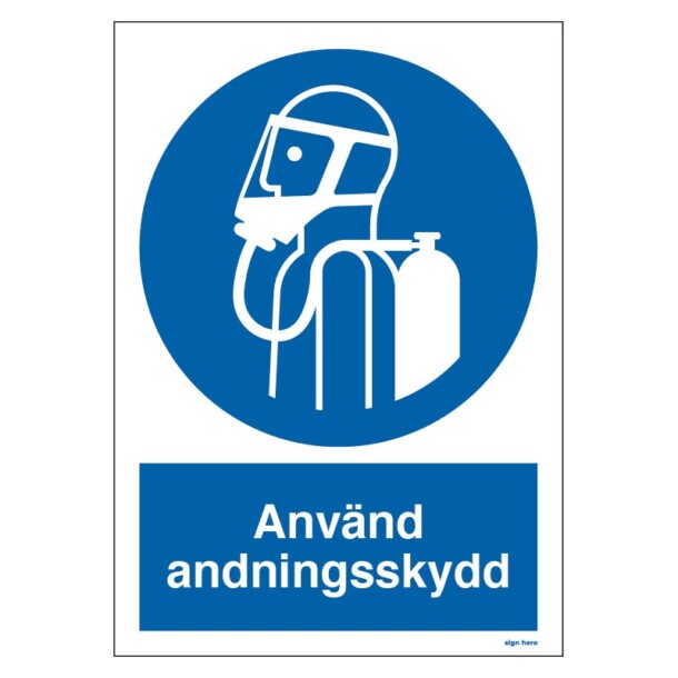 Använd andningsskydd skylt