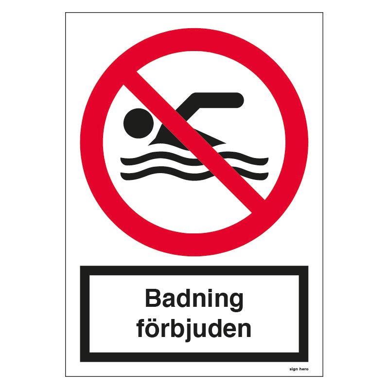 Badning förbjuden skylt