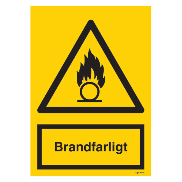 Brandfarligt skylt