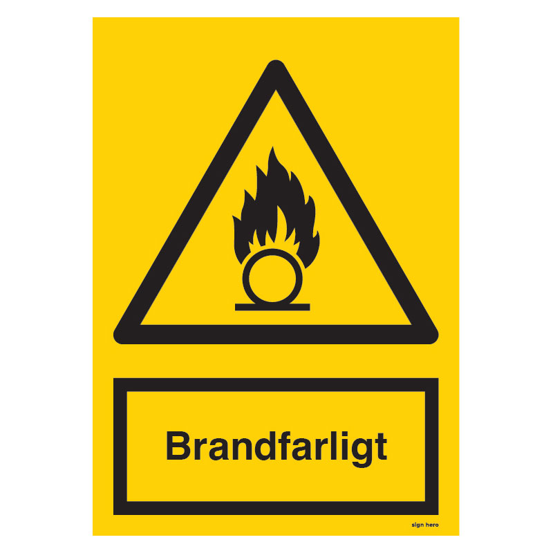 Brandfarligt skylt