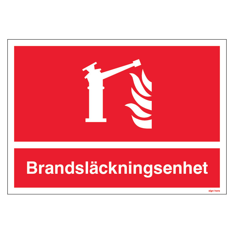 Brandsläckningsenhet skylt