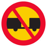 C6 Förbud mot trafik med motordrivet fordon med tillkopplad släpvagn skylt