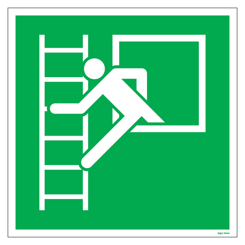 E016 Utrymningsfönster med stege skylt