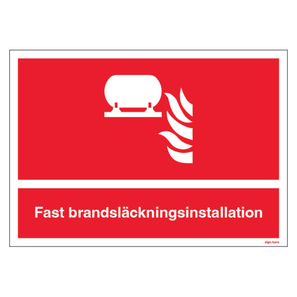 Fast brandsläckningsinstallation skylt