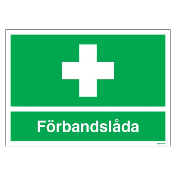 Förbandslåda skylt