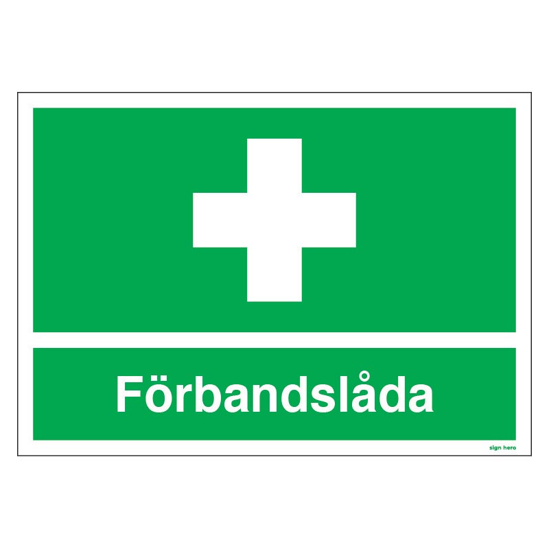 Förbandslåda skylt