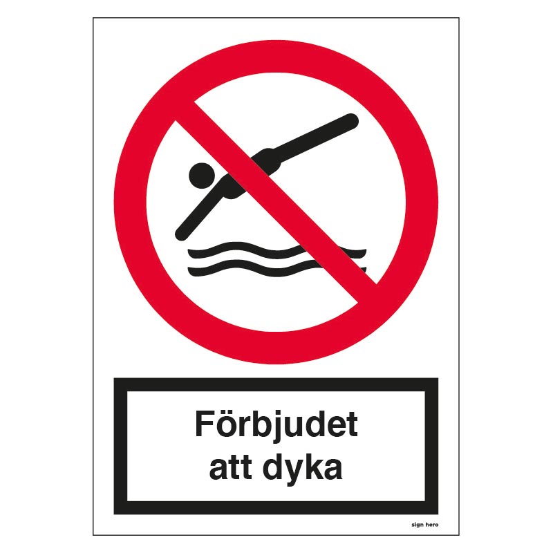 Förbjudet att dyka skylt