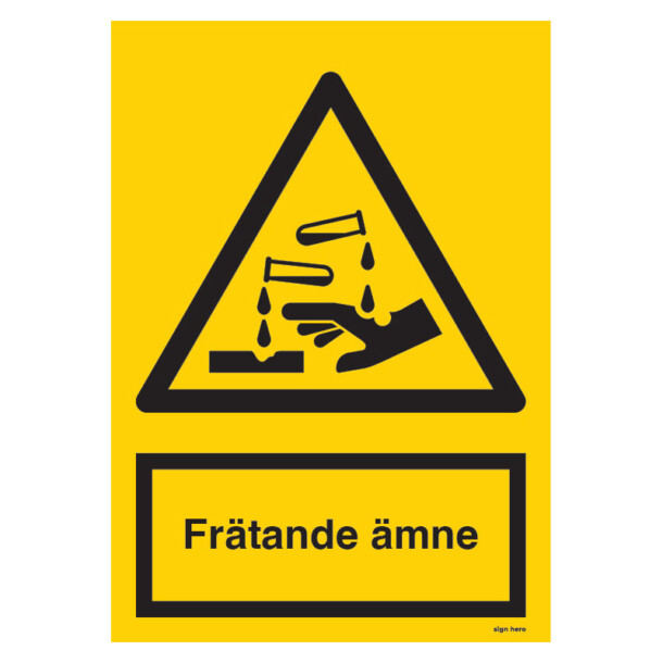 Frätande ämne skylt