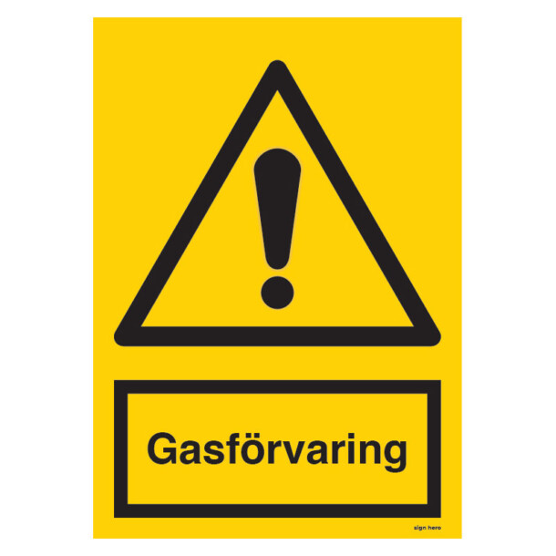 Gasförvaring skylt