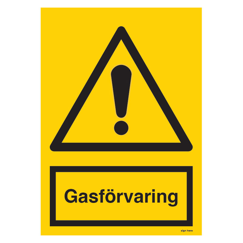 Gasförvaring skylt