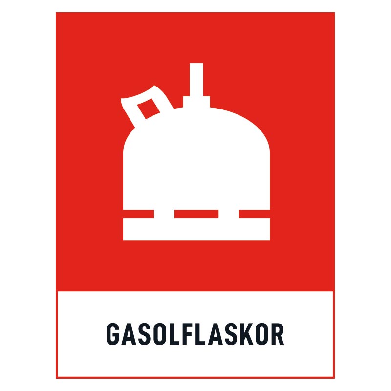 Gasolflaskor skylt