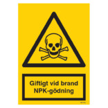 Giftigt vid brand NPK-gödning skylt