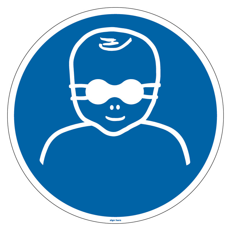 M025 Använd mörka skyddsglasögon för barn skylt