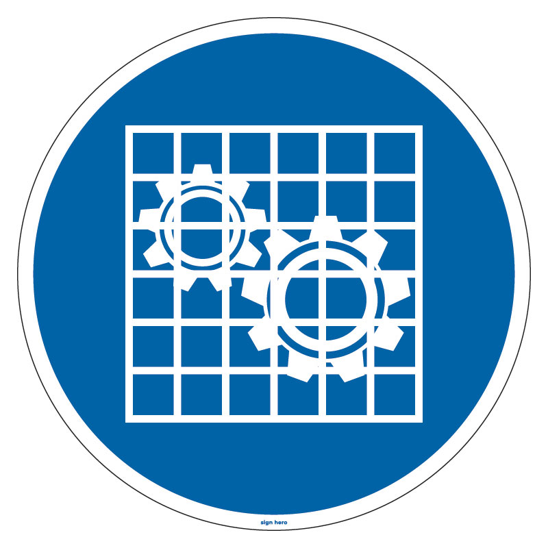 M027 M027 Kontrollera skyddsanordning skylt