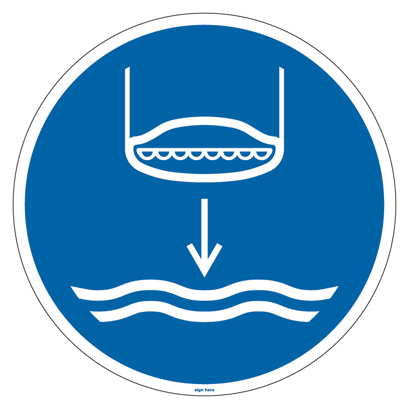 M039 Sänk livbåten till vattnet i startsekvens skylt
