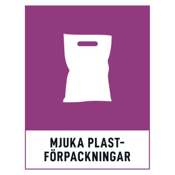 Mjuka plastförpackningar skylt