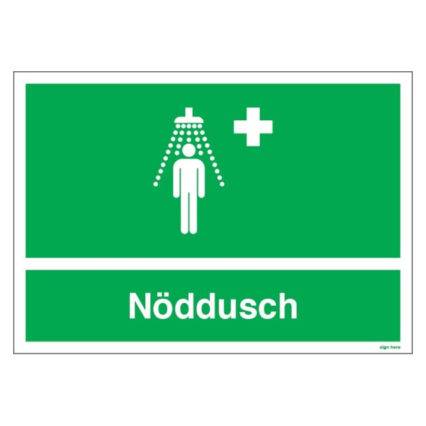 Nöddusch skylt