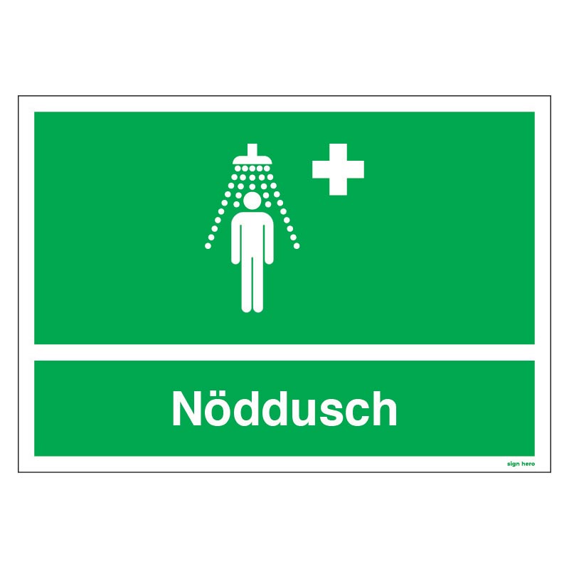 Nöddusch skylt