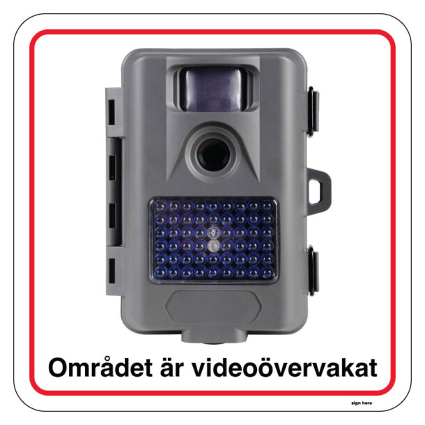 Området är videoövervakat skogskamera piktogram skylt vi79