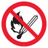 P003 Rökning och öppen eld förbjuden skylt