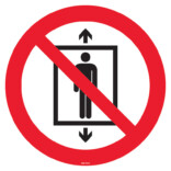 P027 Använd ej hissen för persontransport skylt