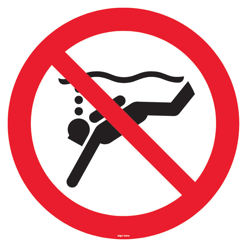 P051 P051 Förbjudet med undervattensdykning skylt