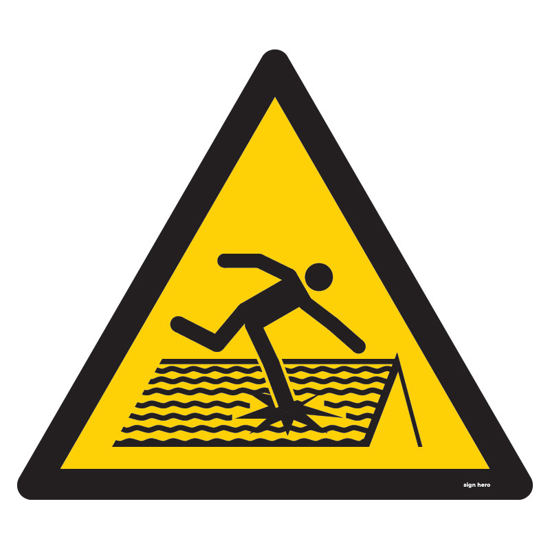 W036 Bräckligt tak skylt