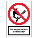 Rökning och öppen eld förbjuden skylt