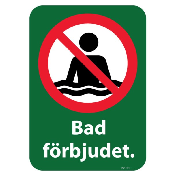 Bad förbjudet - Förbudsskylt