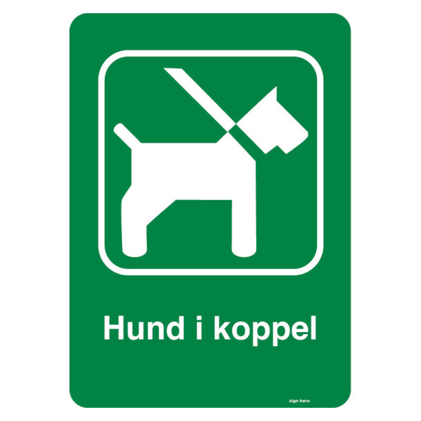 Hund i koppel skylt