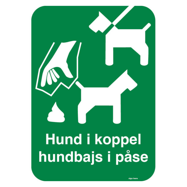 Hundskylt - Hund i koppel hundbajs i påse