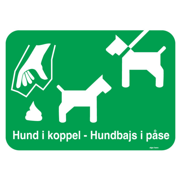 Hund i koppel - Hundbajs i påse Skylt