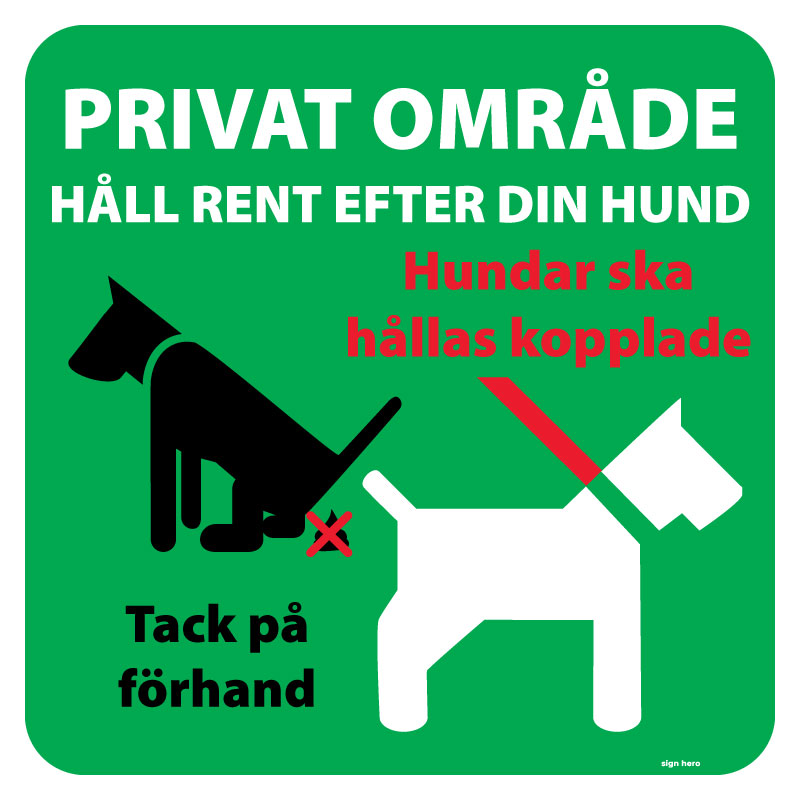 Håll rent efter din hund grön skylt