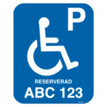 Handikapp parkering - Reserverad för xx skylt