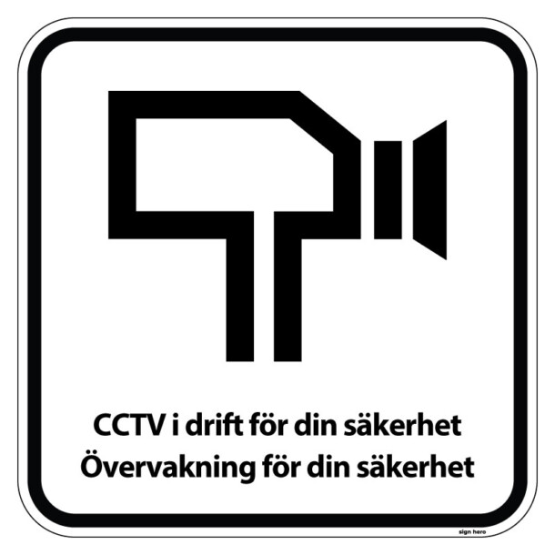 CCTV i drift för din säkerhet Övervakning för din säkerhet piktogram skylt