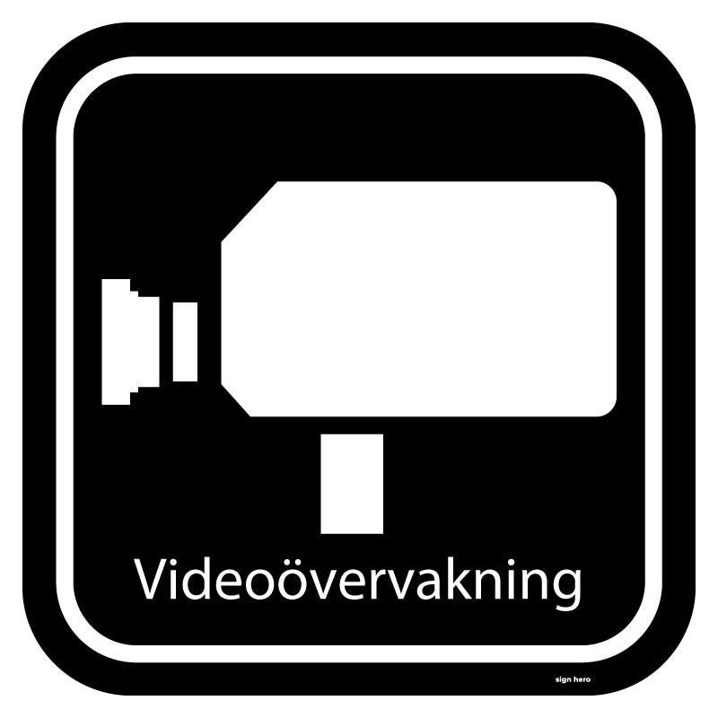 Videoövervakning piktogram svart skylt