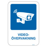 Videoövervakning - blå skylt