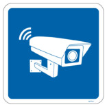Videoövervakning - blå piktogram skylt