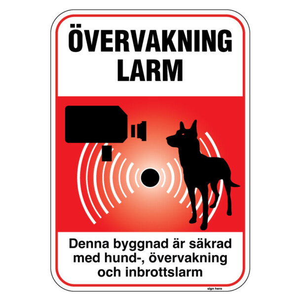 Övervakning Larm - Denna byggnad är säkrad med hund